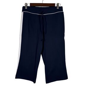 Vital Stretch Women Capris Sz M Blue White Tie Front NWT